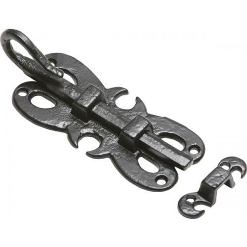 Kirkpatrick Ornate Straight Door Bolt - Black Antique - 6