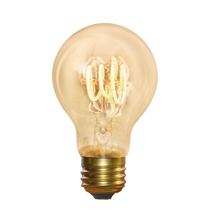 Industville - Vintage LED Spiral Edison Bulb - 5W E27 Classic A60 - Amber