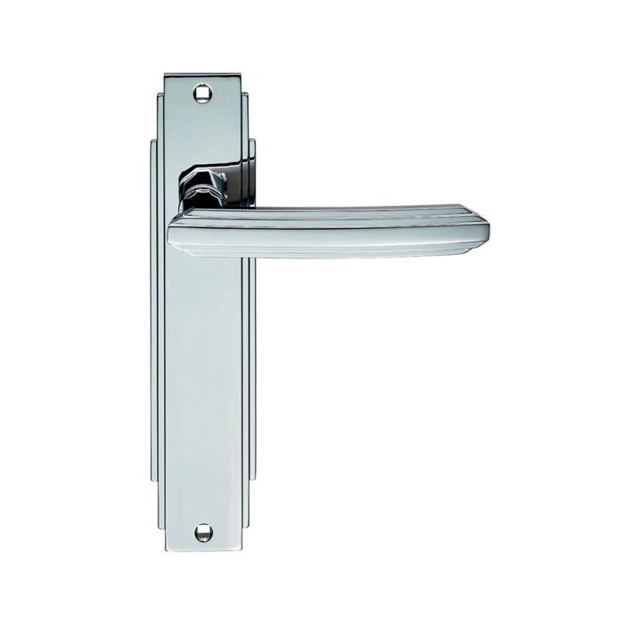 Carlisle Brass Art Deco Door Handle on Backplate - Pair