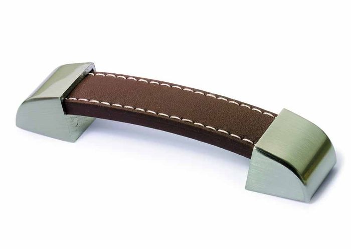 Hettich - Folk Agliano Cupboard Handle - Brown Leather - Centres 96mm