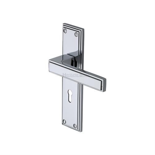 M.Marcus Heritage Brass Atlantis Door Handle on Backplate - Pair