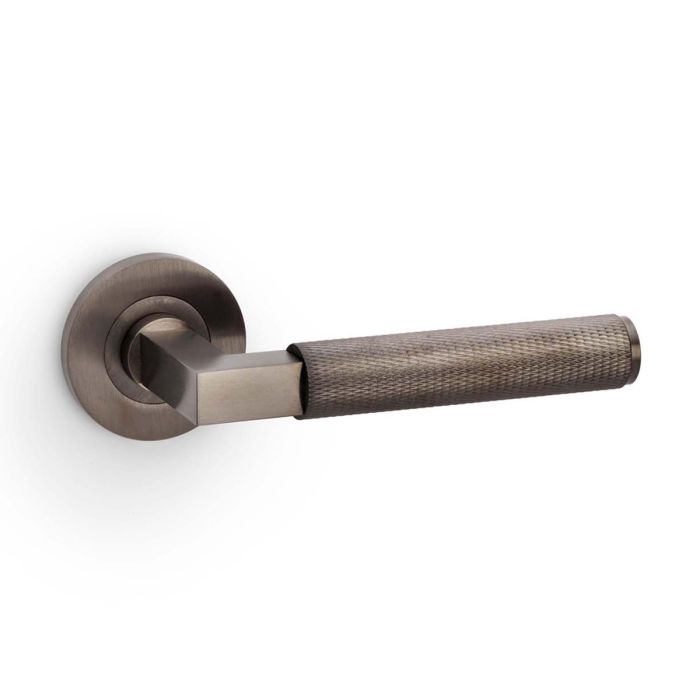 Alexander and Wilks Hurricane Knurled Door Handle on Rose - Pair