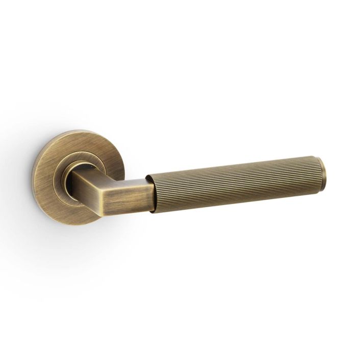 Alexander and Wilks Hurricane Reeded Door Handle on Rose - Pair