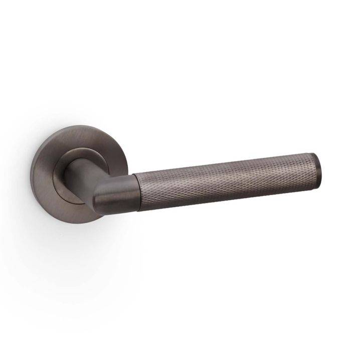 Alexander and Wilks Harrier Knurled Door Handle on Rose - Pair