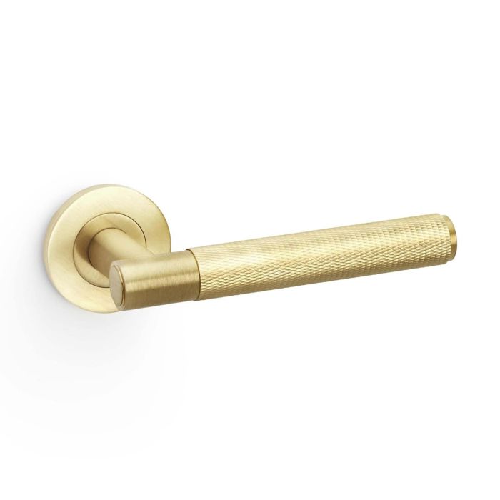 Alexander and Wilks Spitfire Knurled Door Handle on Rose - Pair