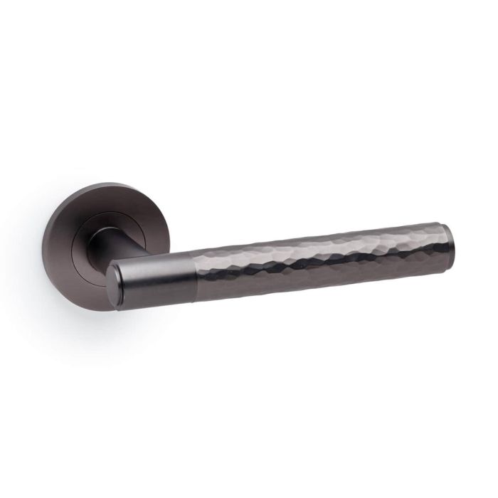 Alexander and Wilks Spitfire Hammered Door Handle on Rose - Pair