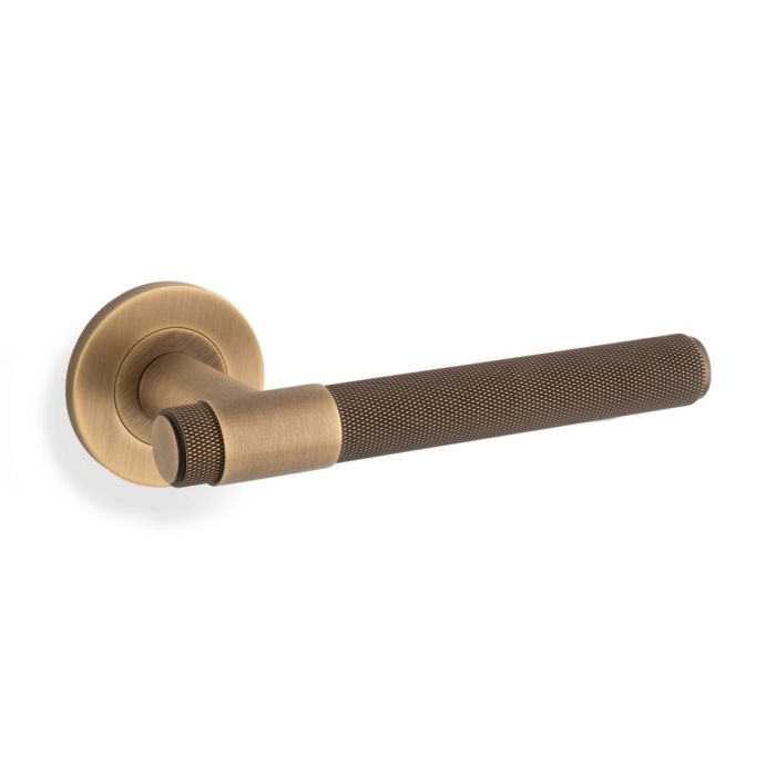 Alexander and Wilks Kingston Knurled Door Handle on Rose - Pair