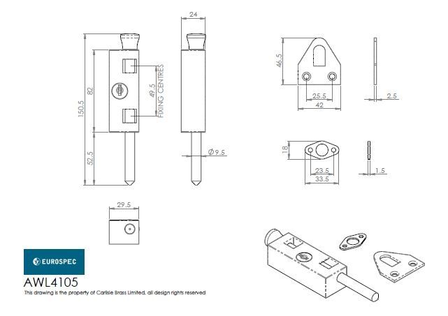 Carlisle Brass - Multi Purpose Door Bolt - White