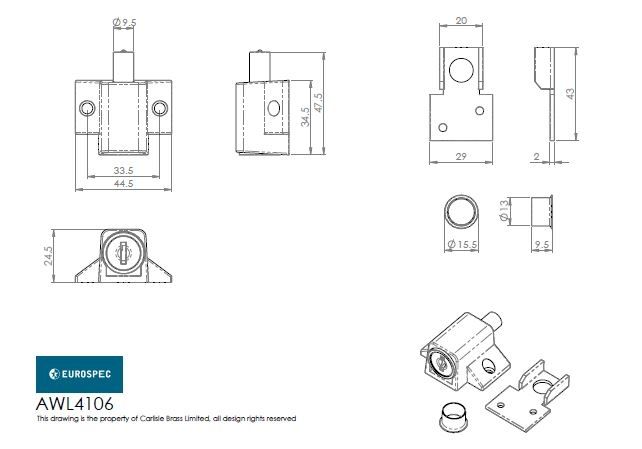 Carlisle Brass - Patio Door Bolt - White