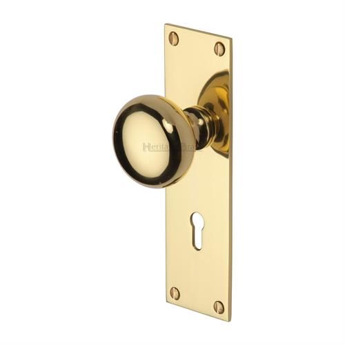 M.Marcus Heritage Brass Balmoral Door Knob on Backplate - Pair