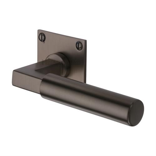 M.Marcus Heritage Brass Bauhaus Low Profile Door Handle on Square Rose - Pair