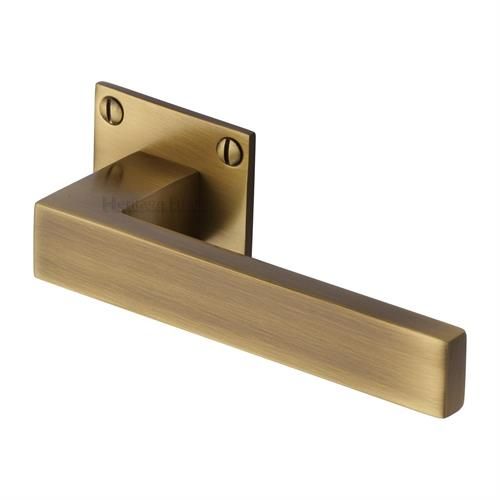 M.Marcus Heritage Brass Delta BH Door Handle on Square Rose - Pair