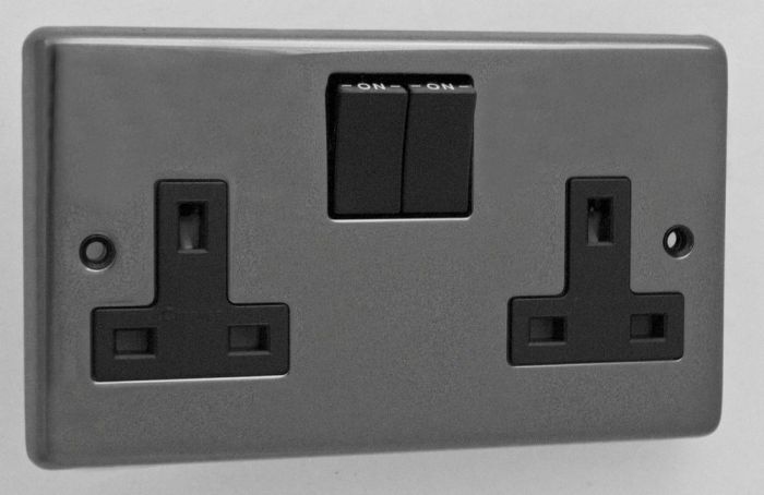 Eurolite - Stainless 2 Gang Socket - Black Nickel