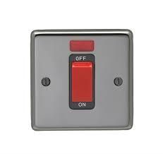 Eurolite - Stainless Square 45Amp Switch with Neon Indicator - Black Nickel