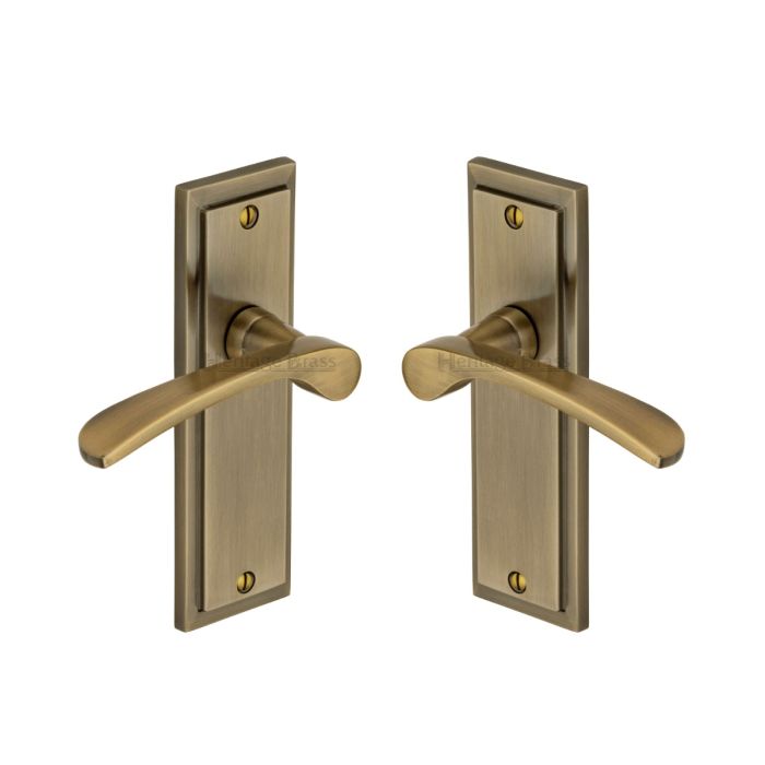 M.Marcus Heritage Brass Boston Door Handle on Backplate - Pair