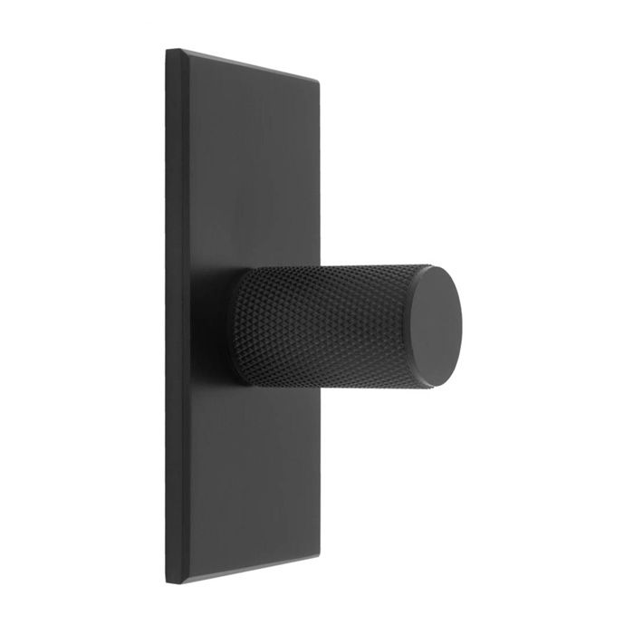 Carlisle Brass Knurled Cylindrical Cupboard Knob on Rectangular Backplate