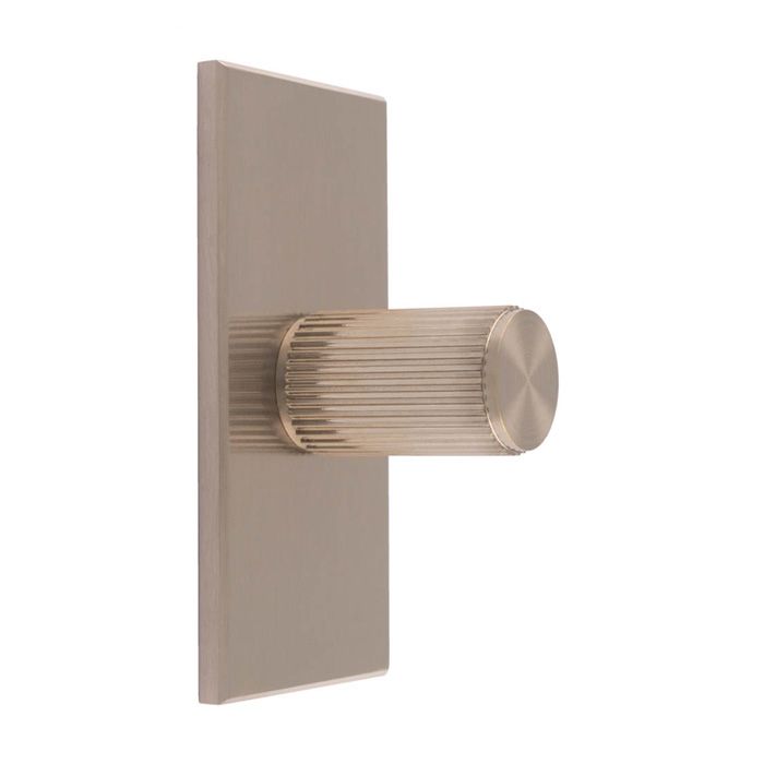 Carlisle Brass Lines Cylindrical Cupboard Knob on Rectangular Backplate
