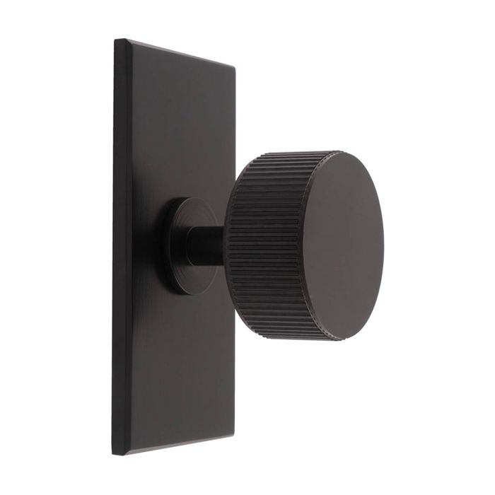 Carlisle Brass Lines Radio Cupboard Knob on Rectangular Backplate