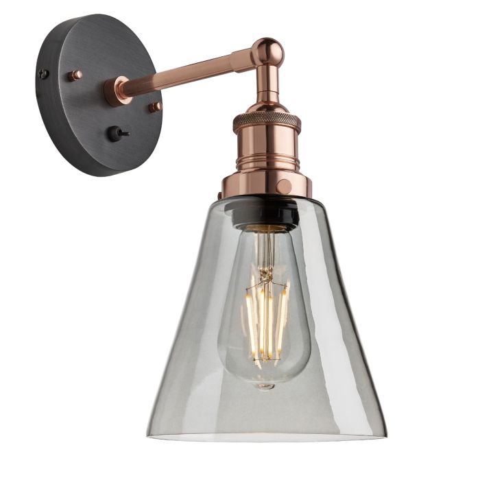 Industville Brooklyn Tinted Glass Flask Wall Light