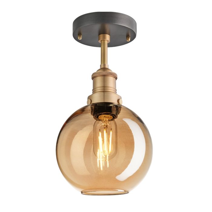 Industville 7 Inch Brooklyn Tinted Glass Globe Flush Mount