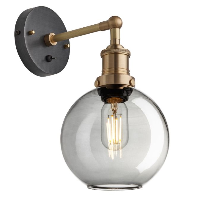 Industville Brooklyn Tinted Glass Globe Wall Light