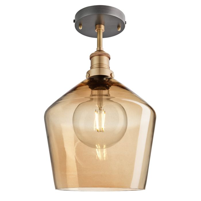 Industville 10 Inch Brooklyn Tinted Glass Schoolhouse Flush Mount