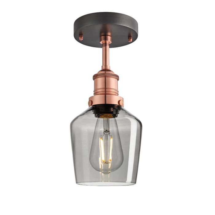 Industville 5.5 Inch Brooklyn Tinted Glass Schoolhouse Flush Mount
