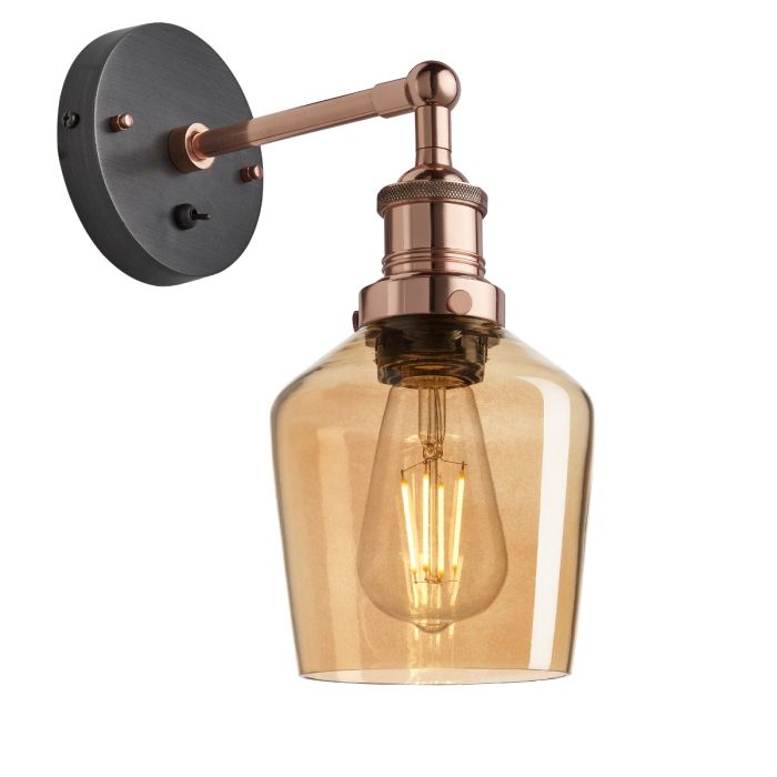 Industville Brooklyn Tinted Glass Schoolhouse Wall Light