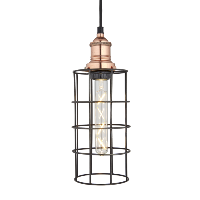 Industville Brooklyn Cylinder Wire Cage Pendant