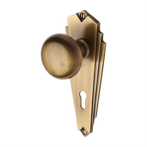 M.Marcus Heritage Brass Broadway Door Knob on Backplate - Pair