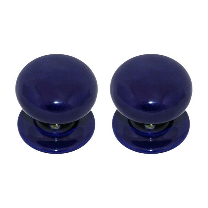 Chatsworth Porcelain Aga Blue Mortice/Rim Door Knob - Pair