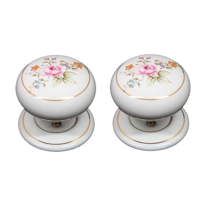 Chatsworth Porcelain Chelsea Mortice/Rim Door Knob - Pair