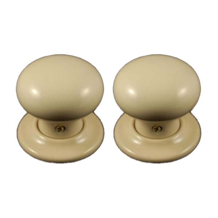 Chatsworth Porcelain Cream Mortice/Rim Door Knob - Pair