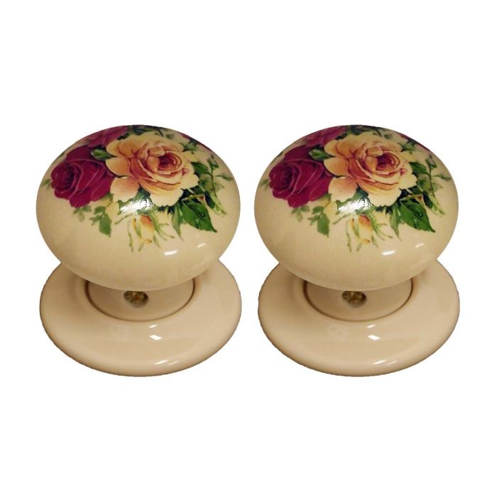 Chatsworth Porcelain Cream Christina Mortice/Rim Door Knob - Pair