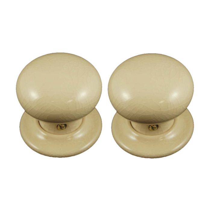 Chatsworth Porcelain Cream Crackle Mortice/Rim Door Knob - Pair