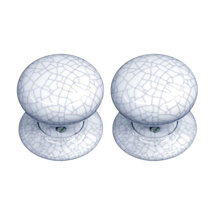 Chatsworth Porcelain Grey Crackle Mortice/Rim Door Knob - Pair