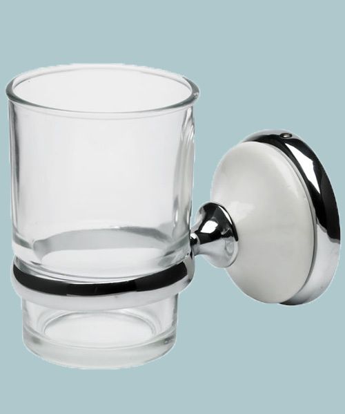 Chatsworth - Glass Tumbler - Polished Chrome / White Porcelain