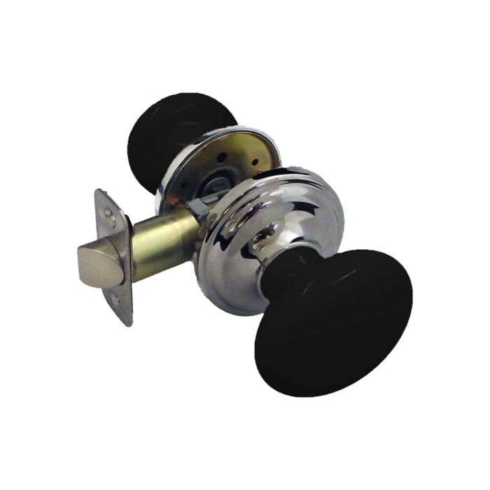 Chatsworth Black Porcelain Passage Door Knob - Pair