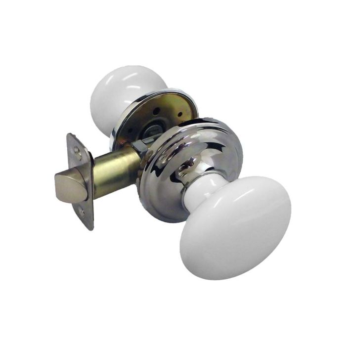 Chatsworth White Porcelain Passage Door Knob - Pair