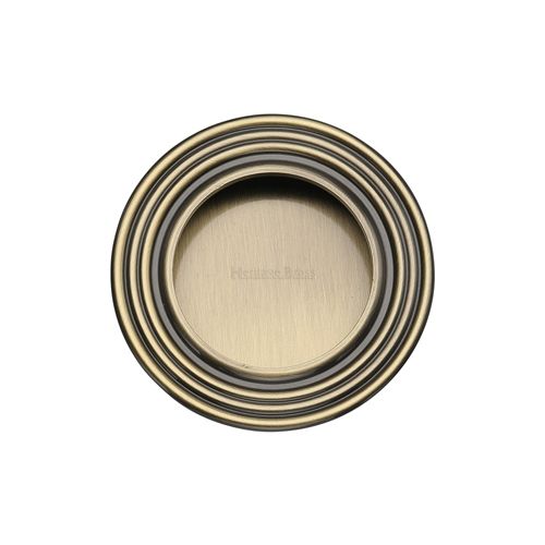 M.Marcus Heritage Brass Round Reeded Flush Pull