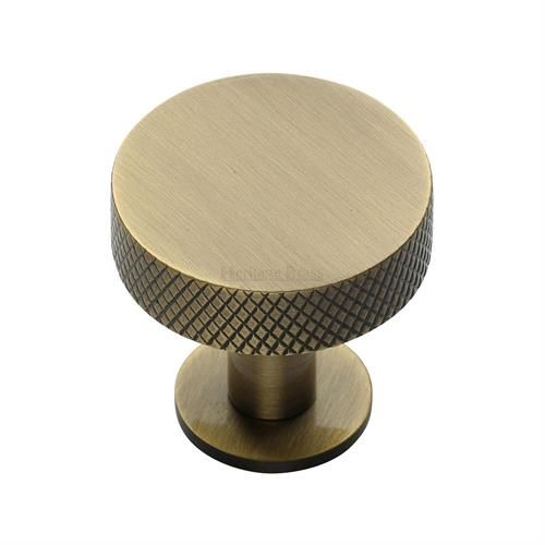 M.Marcus Heritage Brass Knurled Disc Cupboard Knob on Rose