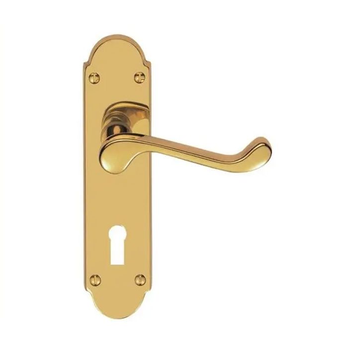 Carlisle Brass Contract Victorian Scroll Door Handle on Shaped Backplate - Pair