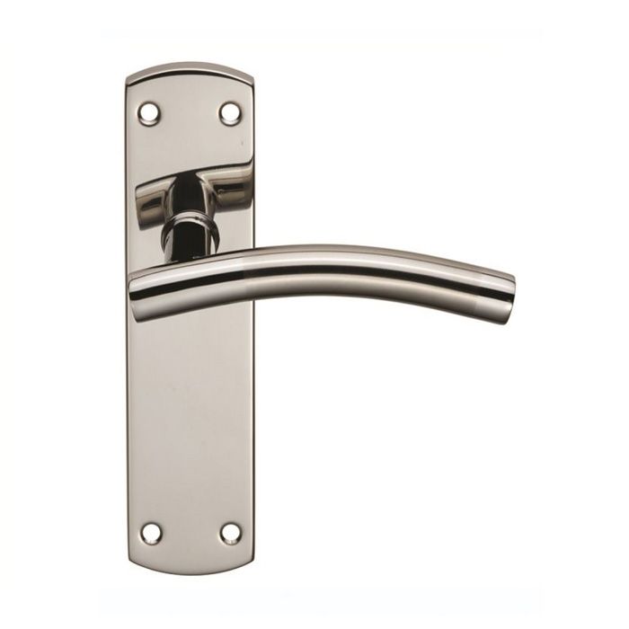 Eurospec Curved Door Handle on Backplate - Pair