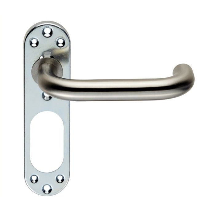 Eurospec - Safety DDA Door Handle on Inner Backplate - Satin Stainless Steel - Pair