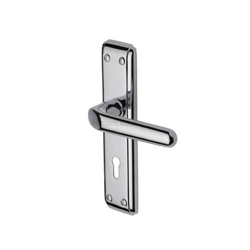 M.Marcus Heritage Brass Deco Door Handle on Backplate - Pair