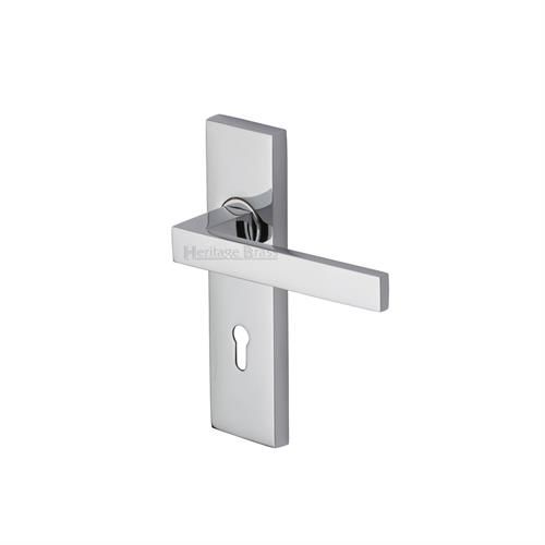 M.Marcus Heritage Brass Delta Door Handle on Backplate - Pair