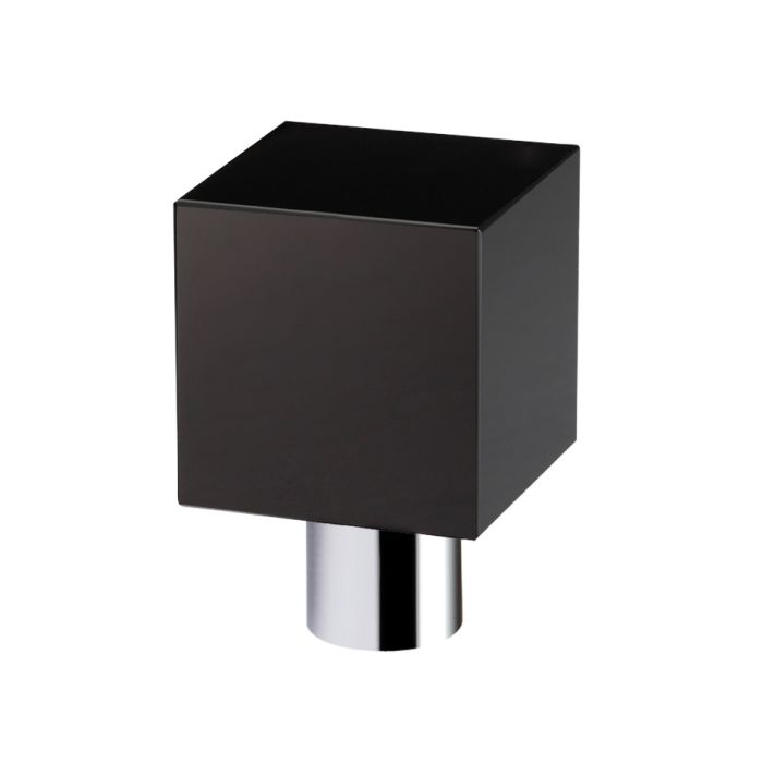Fulton & Bray Black Glass Cube Cupboard Knob