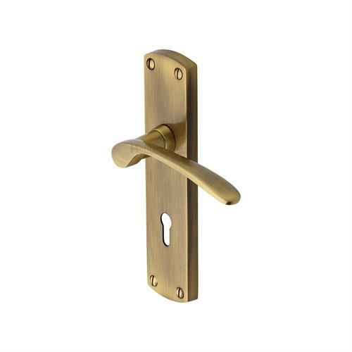 M.Marcus Heritage Brass Diplomat Door Handle on Backplate - Pair