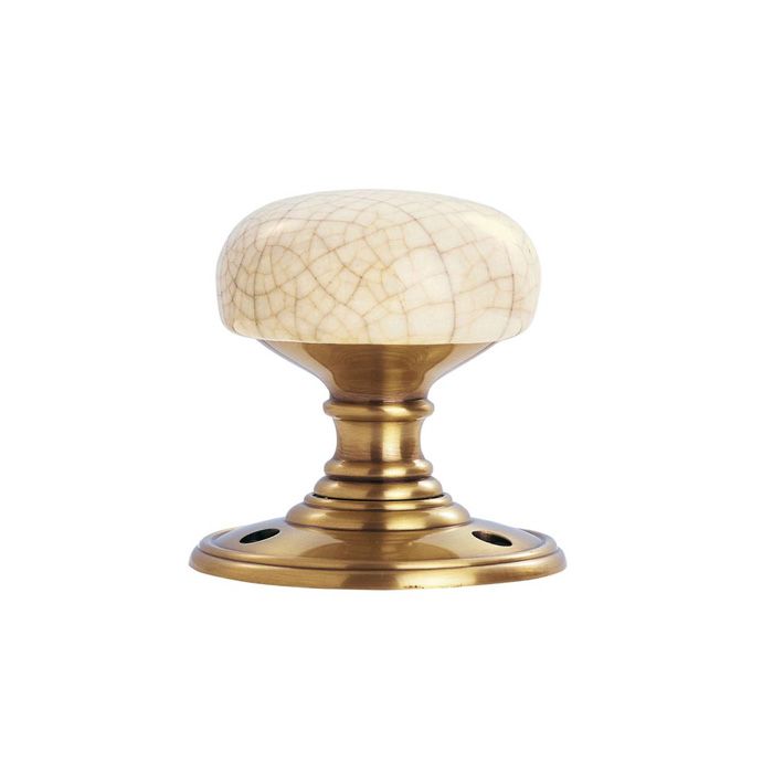 Carlisle Brass - Delamain Unsprung Porcelain Mortice Door Knob - Ivory Crackle Glaze - Pair
