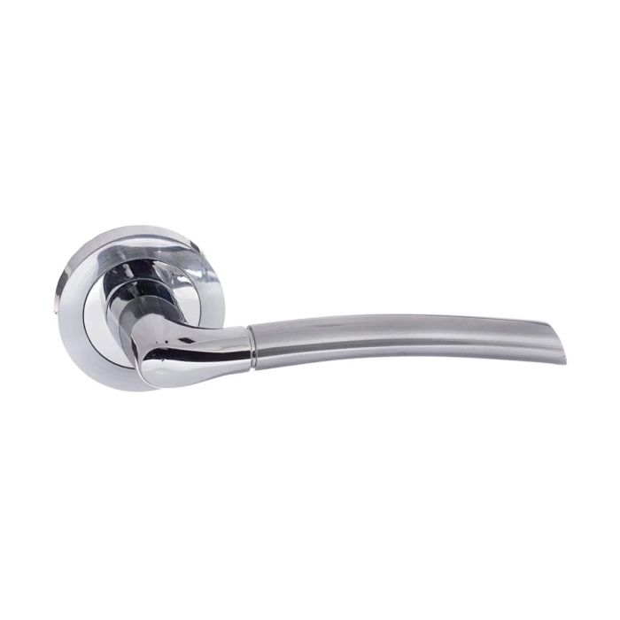 Atlantic Hardware - Eco Swell Door Handle on Rose - Satin & Polished Chrome - Pair